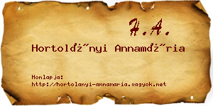 Hortolányi Annamária névjegykártya