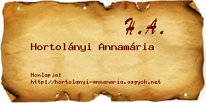 Hortolányi Annamária névjegykártya